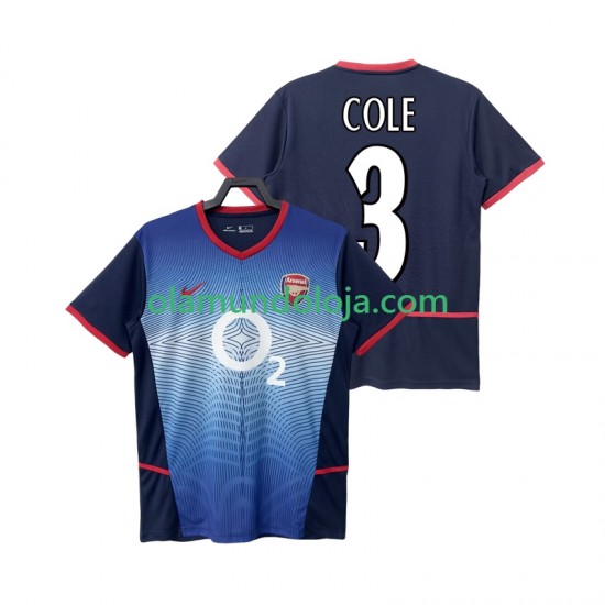 Camisola Arsenal COLE 3 Retro Homem Equipamento Segundo 2004 2002 Manga Curta